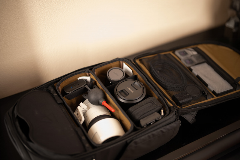   Antonius's camera bag opened up.