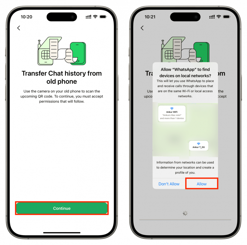   Verbind chatgeschiedenis van het oude telefoonscherm in WhatsApp op nieuwe iPhone