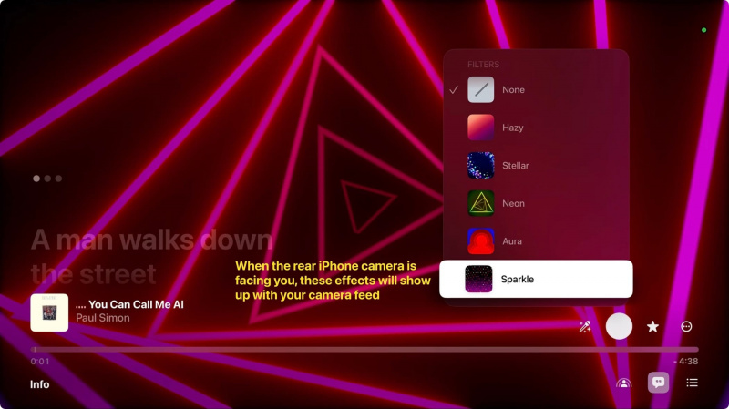   Apple TV'de Apple Music'te karaoke sırasında video efektleri