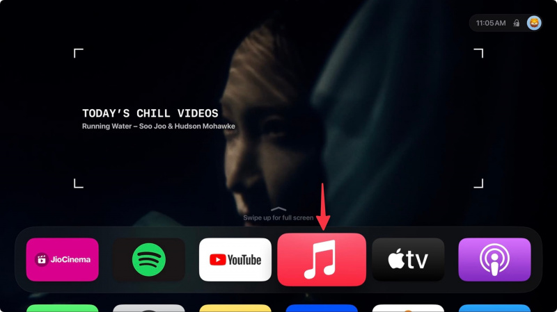   Apple TV ana ekranında seçilen müzik uygulaması