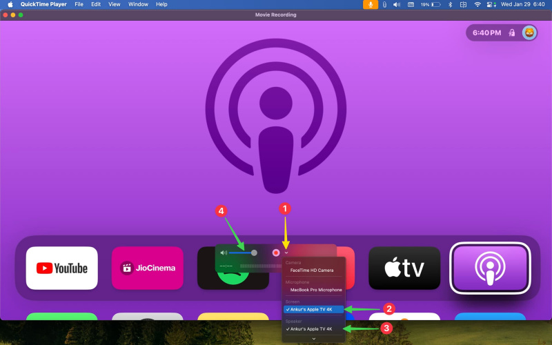   Nakakakita ng video ng Apple TV at audio sa QuickTime Player sa Mac
