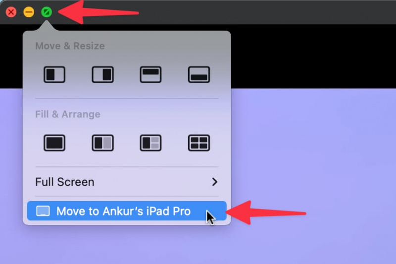   Ilipat ang window ng MAC sa iPad