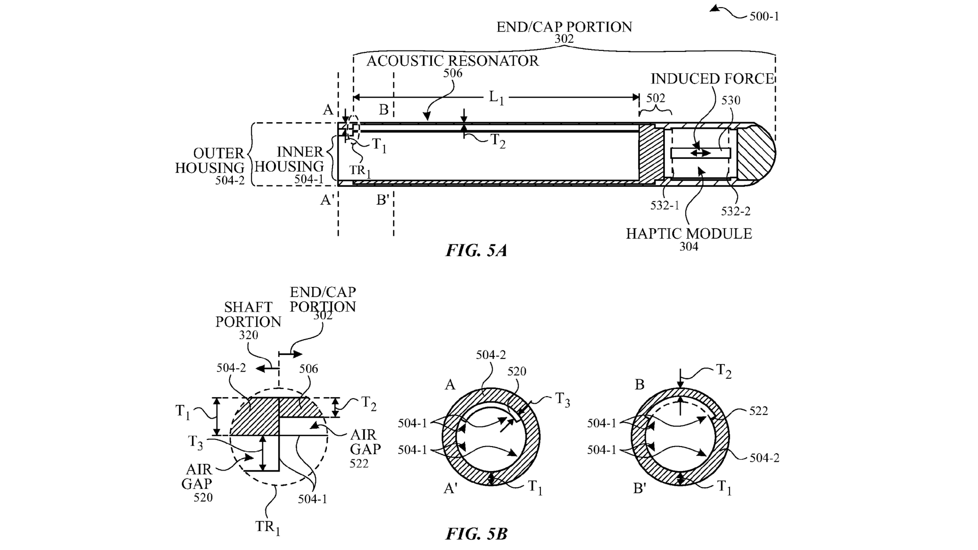  キャップ内に音響共振器を備えた将来の Apple Pencil を示す特許図