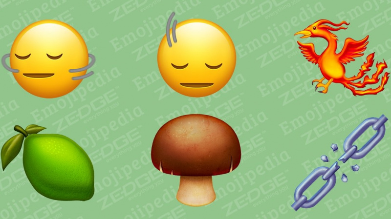  Emoji karakterleri: Sallanan kafalar, anka kuşu, limon, kahverengi mantar ve kırık zincirler