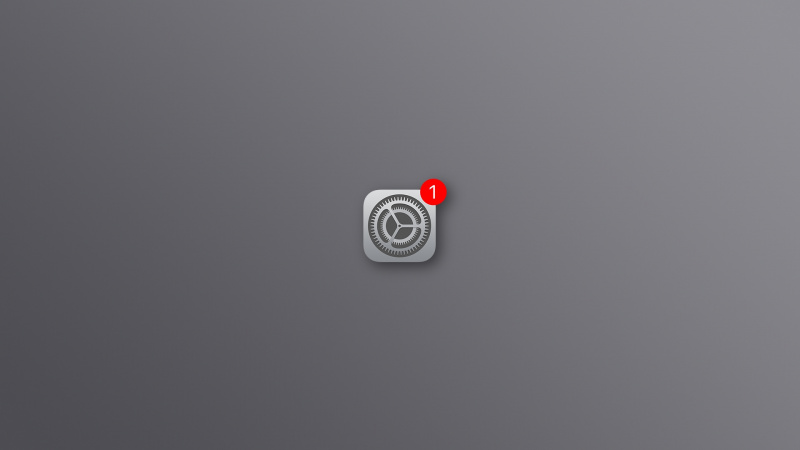   iPhone's Settings icon with red badge, set against a gray background
