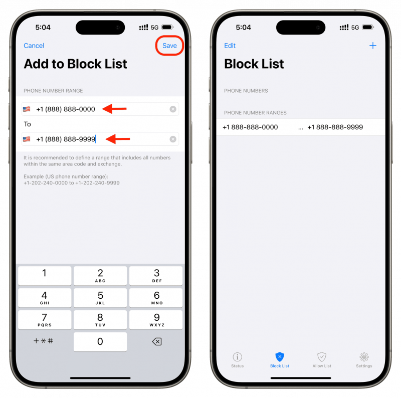   Adicionando milhares de números de telefone à lista de bloqueio do iPhone