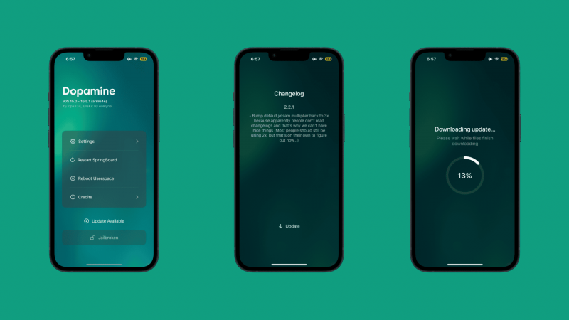  Dopamine jailbreak актуализиран до версия 2.2.1.