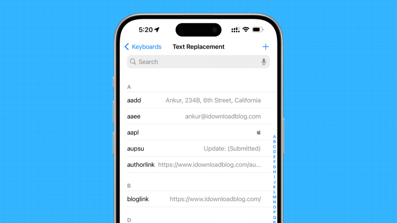   iPhone でのテキストの置換