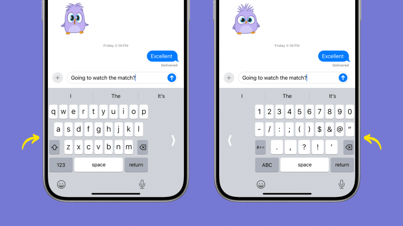   左利きと右利きの人向けの iPhone の片手キーボード