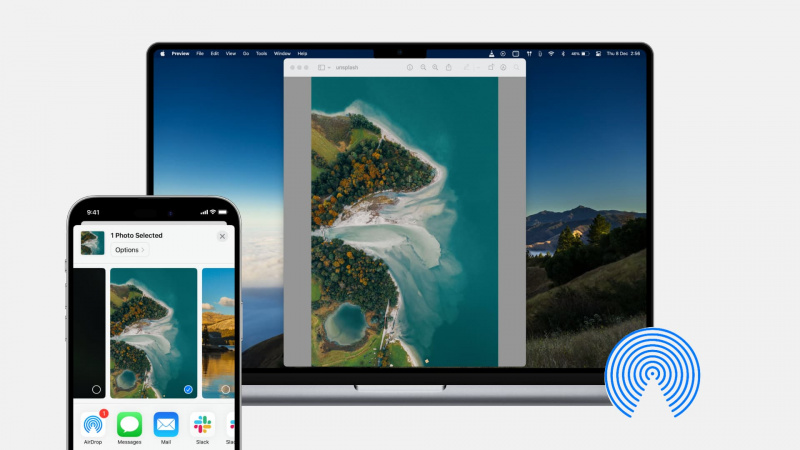   Mac と iPhone 間の AirDrop