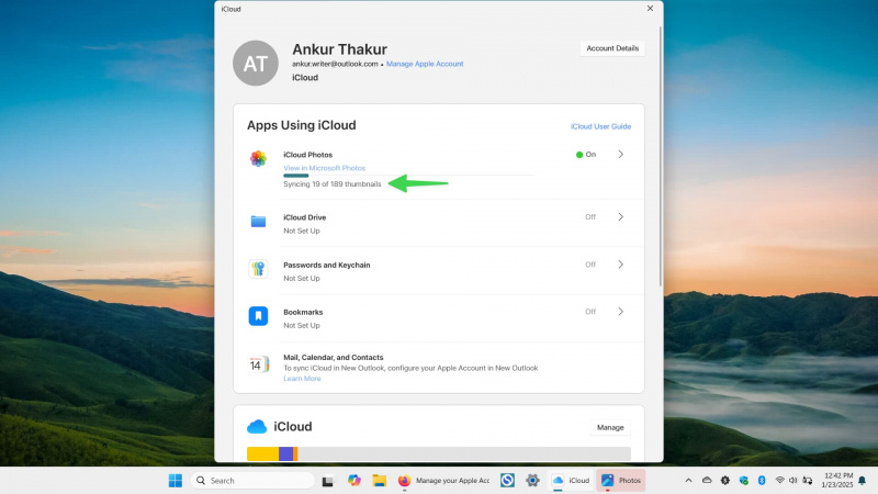   iCloud -fotos, der synkroniseres til Windows PC