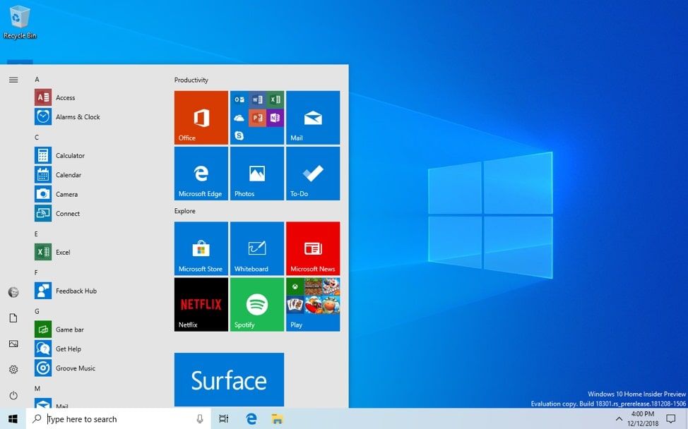 Novo tema leve do Windows 10